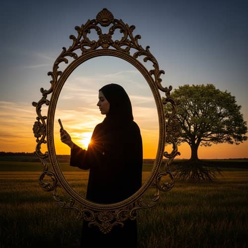 Self-Discovery and Growth: Mirror Reflections, Sunrise, and Tree Symbolism