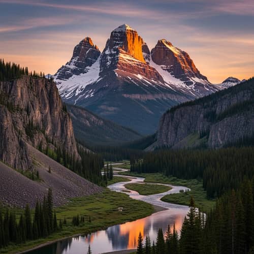 Crown-Shaped Mountain with Three Peaks