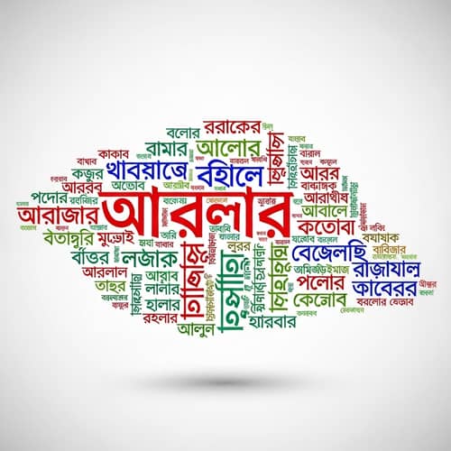 Assamese Word Cloud - Vibrant Calligraphy Design