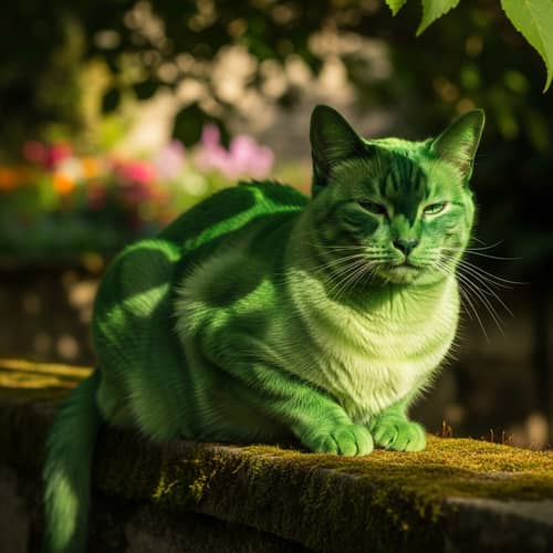 Green Fur Cat - Adorable Feline Photos