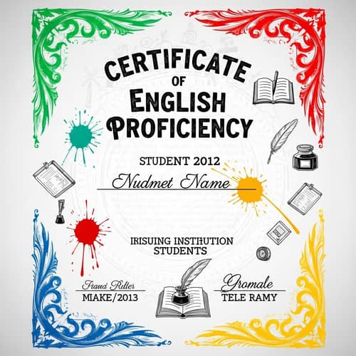Vintage Typewriter-Inspired English Proficiency Certificate