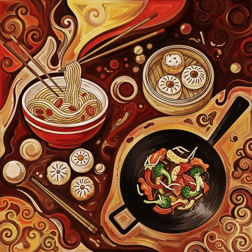 Vibrant Chinese Cuisine Art | Abstract Food Impressions