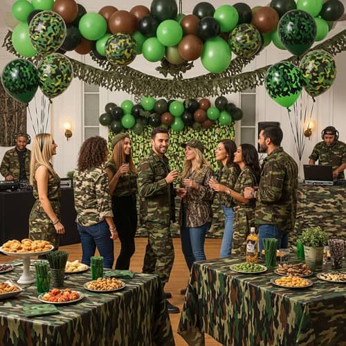 Vibrant Camouflage Party Scene | Fun Theme for All