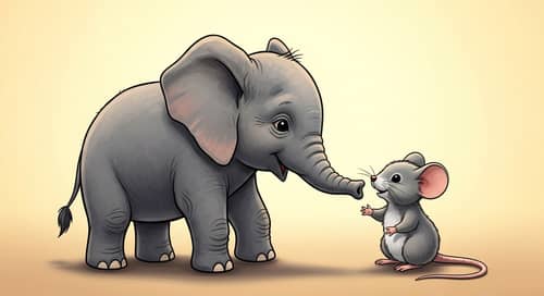 Wholesome Elephant and Mouse Playful Scene | Heartwarming Image