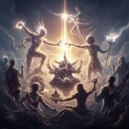 Radiant Energy Figures Shaping Reality | Heavenly Scene