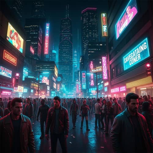 Vibrant Cyberpunk Cityscape at Night with Neon Lights