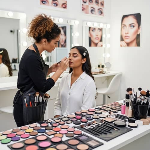 Professional Hispanic Makeup Artist Enhancing Natural Beauty