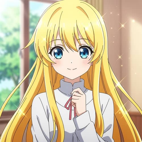 Radiant Yellow Hair Anime Girl | Friendly and Adorable Character