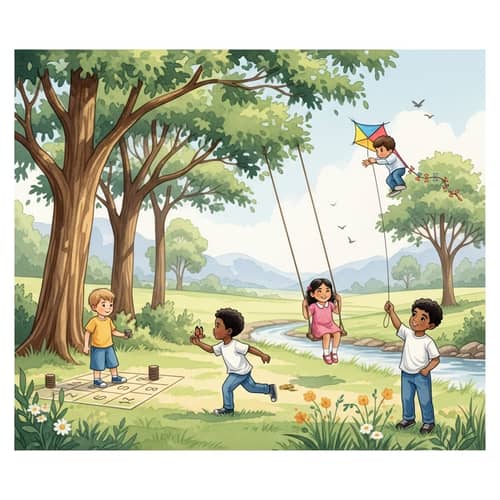 Nostalgic Watercolor Painting of Childhood Delights