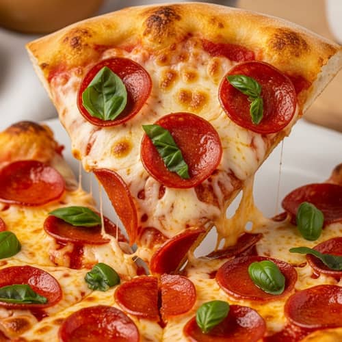 Delicious Pepperoni Pizza with Melted Mozzarella Cheese