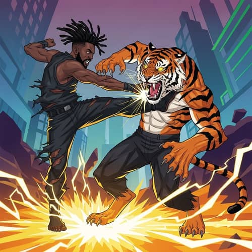 Epic Dreadhead vs Cursed Half-Tiger Combat Scene