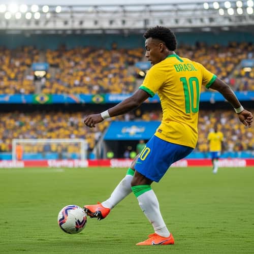 Pele - Soccer Legend in Yellow and Green Jersey | Exciting Game Moment