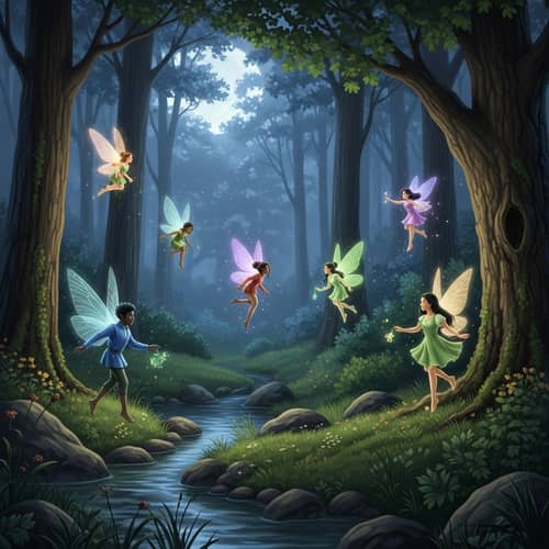Enchanting Forest Fairies Dancing in Moonlight