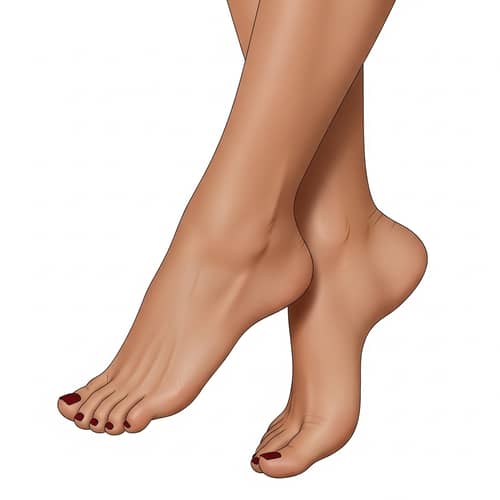 Realistic Female Feet Drawing | Medium Brown Skin & Polished Red Nails