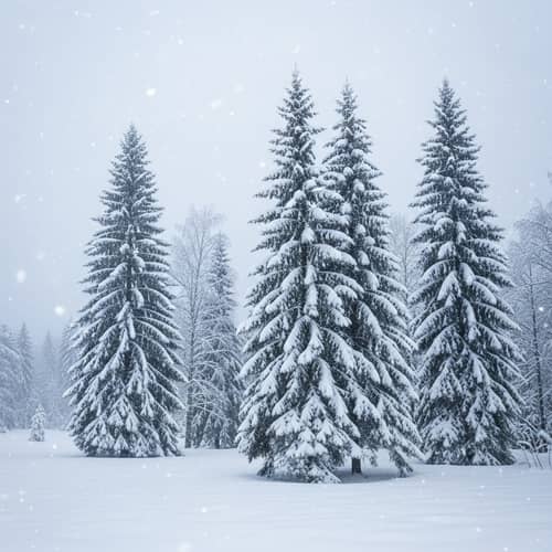 Serene Winter Landscape with Fresh Falling Snow