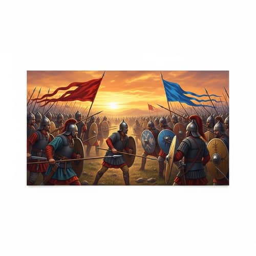 Historical Warfare Scene with Striking Colors | Army Clashes on Wide Battlefield