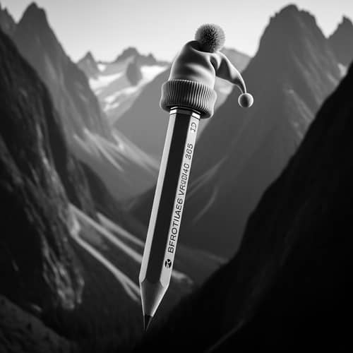 Realistic 3D Black & White Image with Graphite Pencil and Mountains