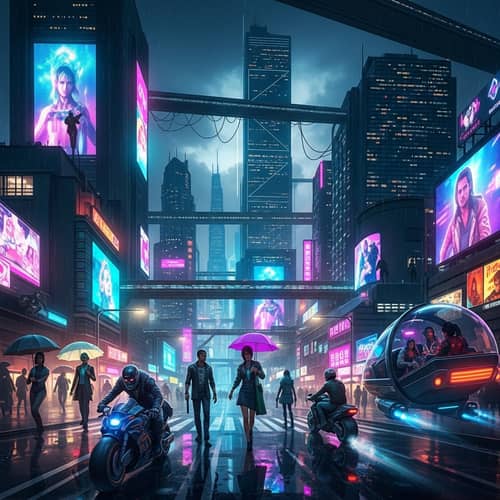 Futuristic Cyberpunk City | Vibrant Neon Cityscape