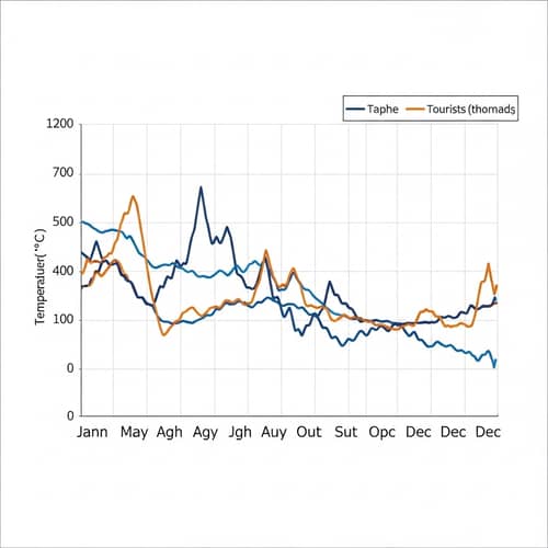 Coastal City: Temperature vs Tourist Data Over a Year