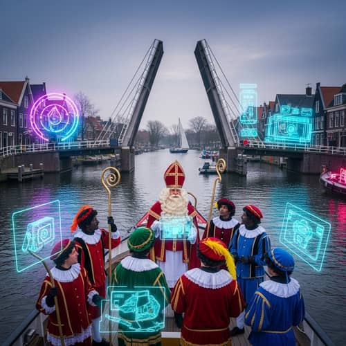 Holiday Scene with Sinterklaas in Volendam Village