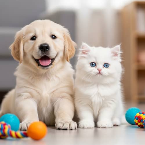 Pet Price Comparison | Smiling Puppy & Cheerful Kitten