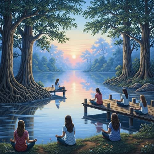 Tranquil Oil Painting of Peaceful Nature Scene