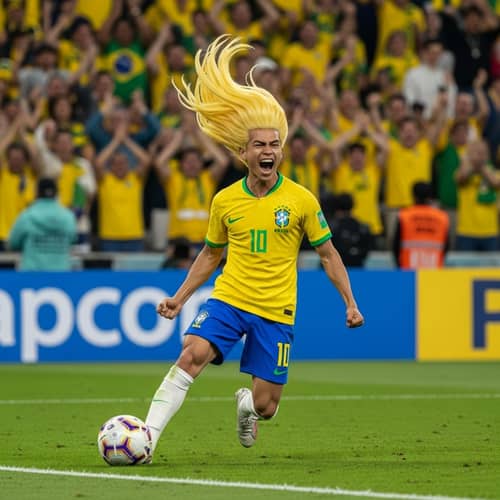 Celebratory Goal Scoring Moment on Soccer Field