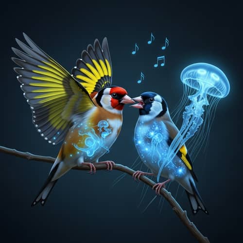 Glowfinch: Enigmatic Fusion of Goldfinch and Jellyfish