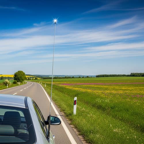 Picturesque Landscape: Car with CB Radio Antenna