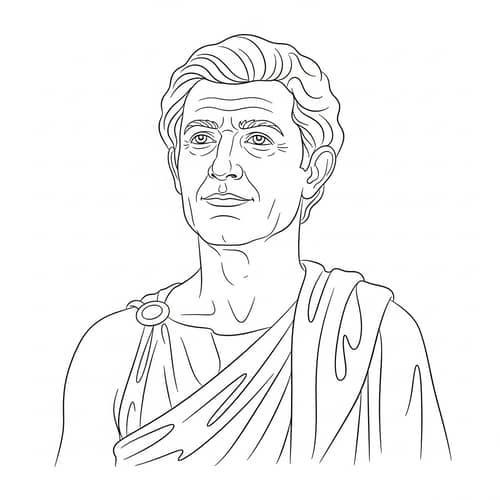 Philosopher Seneca | Roman Man Line Drawing