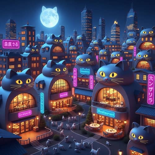 Cat City | Neon Signs, Cat Cafes & Moonlit Nights