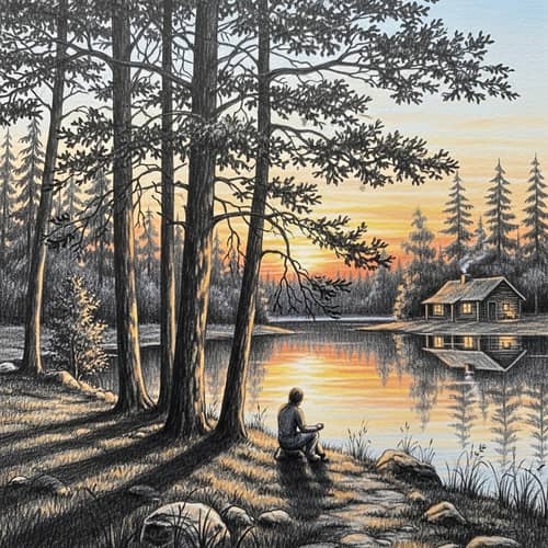 Detailed Pencil Art of Tranquil Outdoor Scene - Captivating Precision