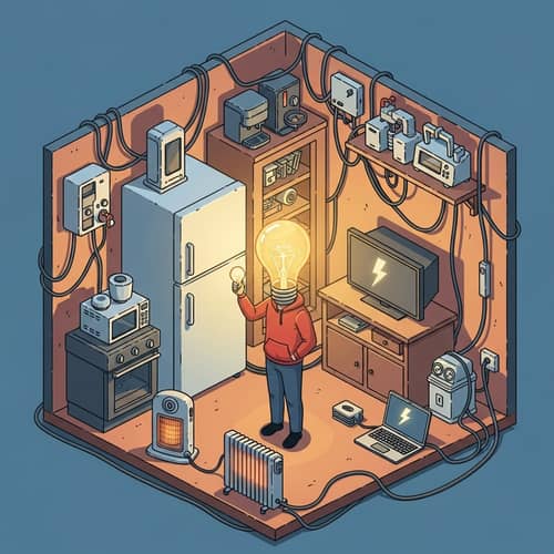 Person with Electrical Energy in Room of Appliances