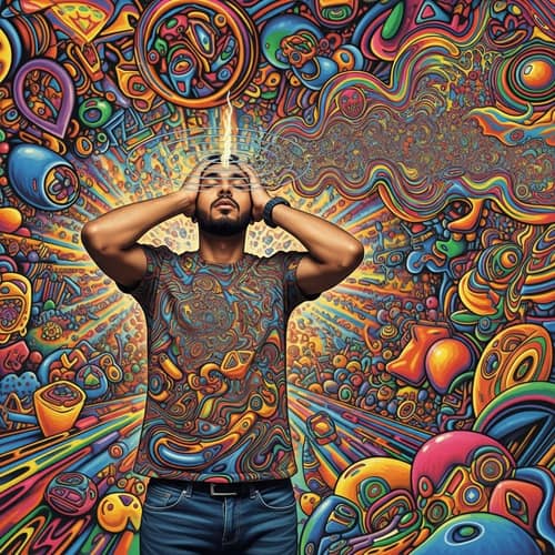 Psychedelic Middle Eastern Man Silently Pleading for Quiet