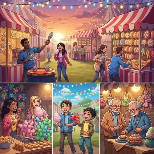 Dynamic Sensory Carnival Scene | Colorful Festivities at Sunset