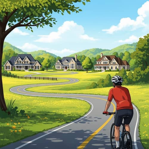 Tranquil Small Town in Scenic Countryside | Cycling Amidst Grandeur Homes