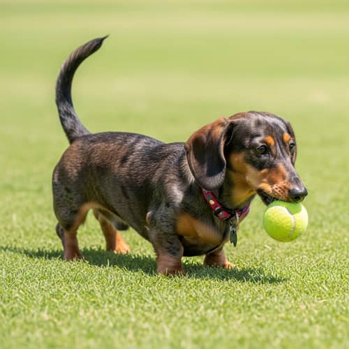 Playful Dachshund: Engaging Sausage Dog in Sunny Park