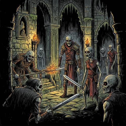 Gothic-Inspired Dungeon Teeming with Undead | Detailed Illustration