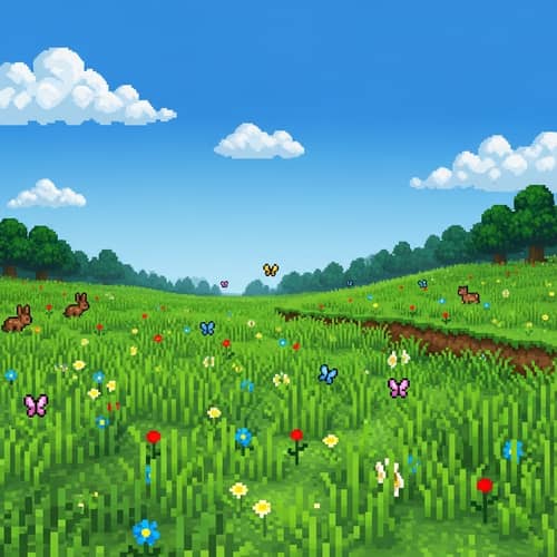 Game-Styled Idyllic Meadow Art