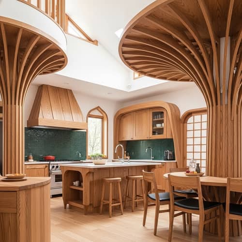 Biophilic Design Kitchen Interior Inspired by Mushroom House