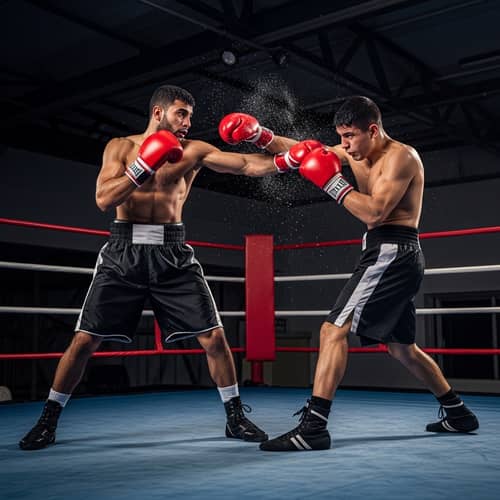 Perfectly Executed Punch in Boxing Match