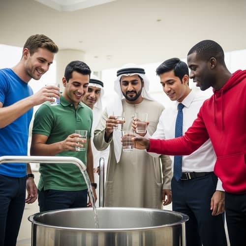 Diverse Men Hydrating Together - Refreshing Water Moment