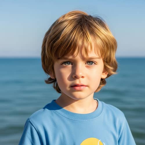 Golden-Brown Hair Boy with Crystal Blue Eyes