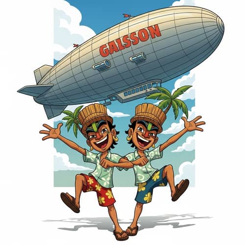 Tiki Twins: Vibrant Retro-Futuristic Illustration