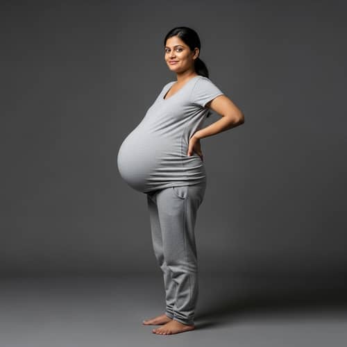 South Asian Woman with Unusually Large Belly - Pregnancy Anticipation