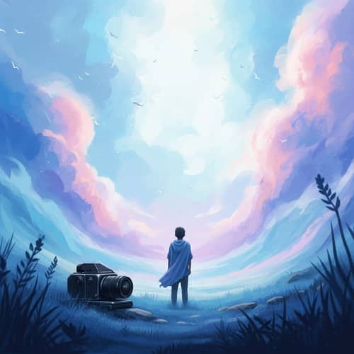 Contemplative Figure in Vast Wilderness - Ethereal Landscape Art