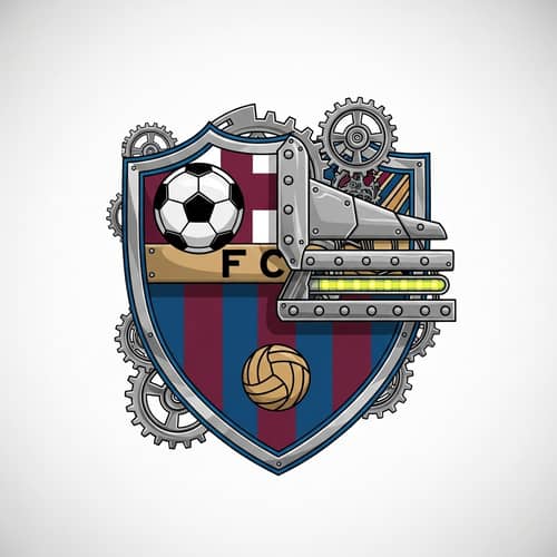 FC Barcelona Robotized Shield - Futuristic Hybrid Emblem