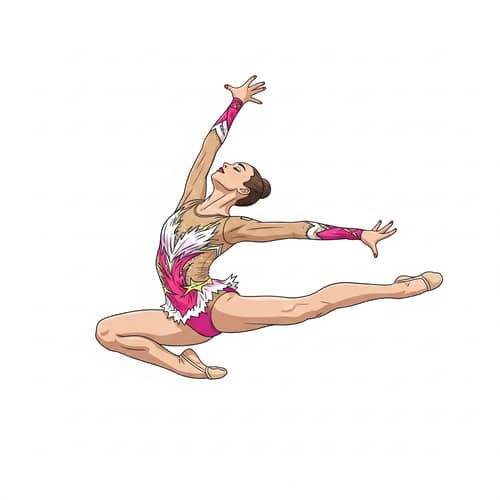 Elegant Rhythmic Gymnast in Pink & Gold | Graceful Balletic Jump