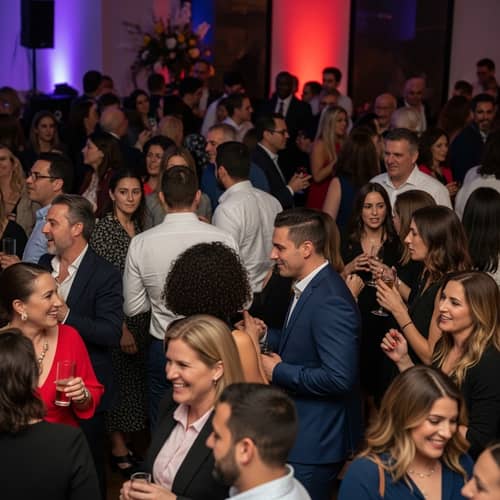 Lively Evening Party with Diverse Adults - Joy & Happiness