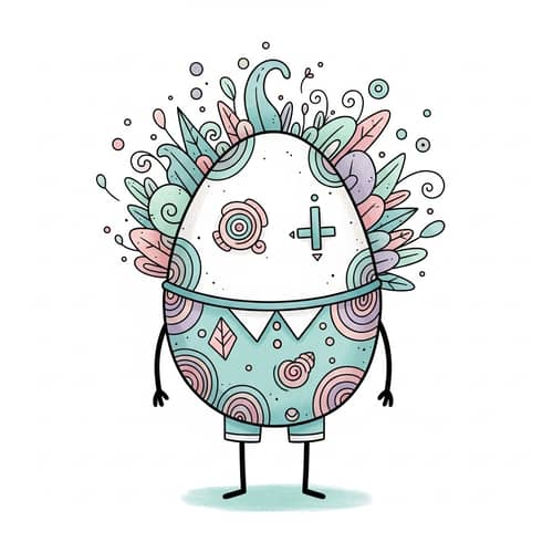 Whimsical Egg-shaped Humanoid Artwork